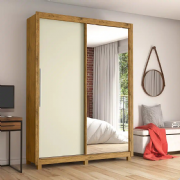 Guarda Roupa Royale 2 pt 1pt com Espelho Madeirado Off White com P�s